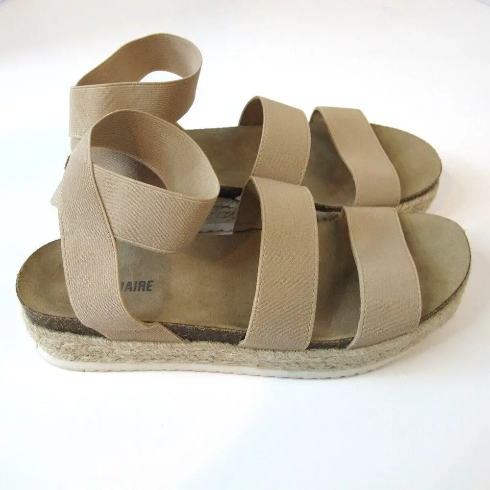Cushionaire Mandy Elastic Nude Sandals Woman's Size 9 Summer Comfort‎